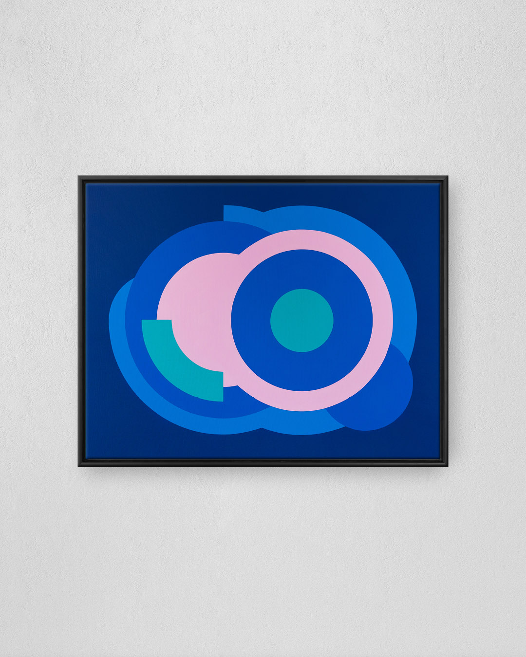 Divided circles, completed in 2019 with acrylic paints on a 90 x 70 cm canvas.